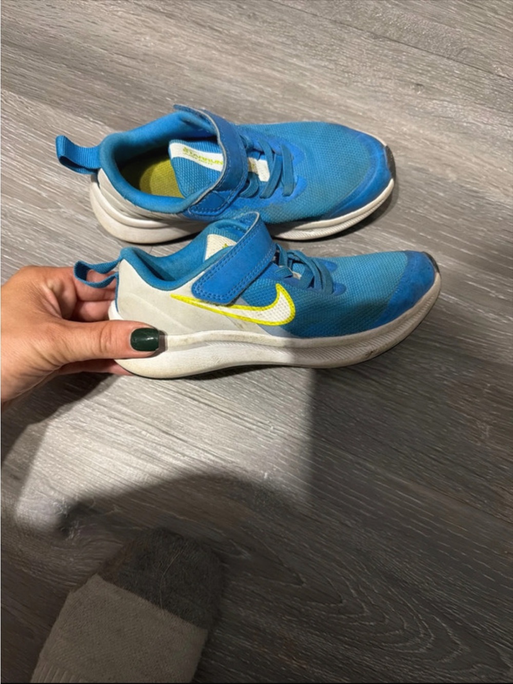 Nike Kids Blue Sneakers with Yellow Swoosh
